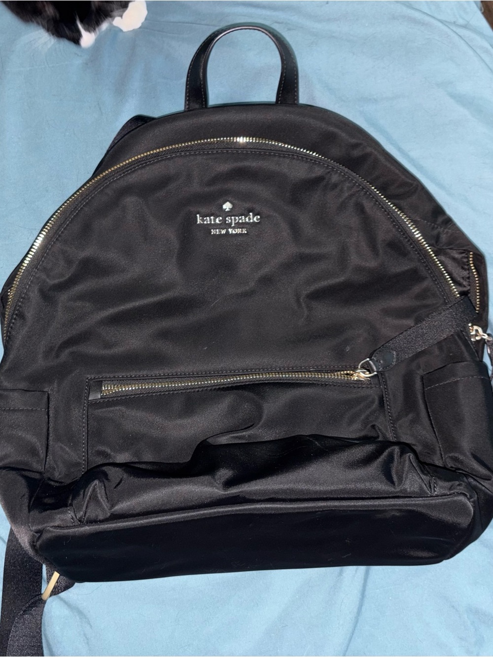 kate spade Black Nylon Backpack with Gold Hardware
